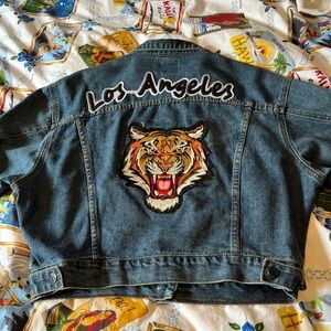 Boom Boom Jeans Blue Jean Jacket with Tiger Patch